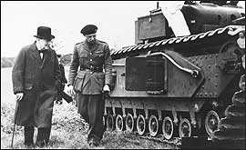 Winston Churchill inspects his tank