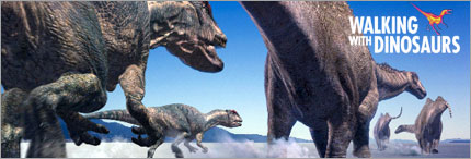 Allosaurs and Diplodocus from the series Walking with Dinosaurs