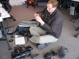 Alasdair trying to sort out some technical problems.