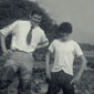 Bill in his waiders on Lough Melvin with a fishing pal