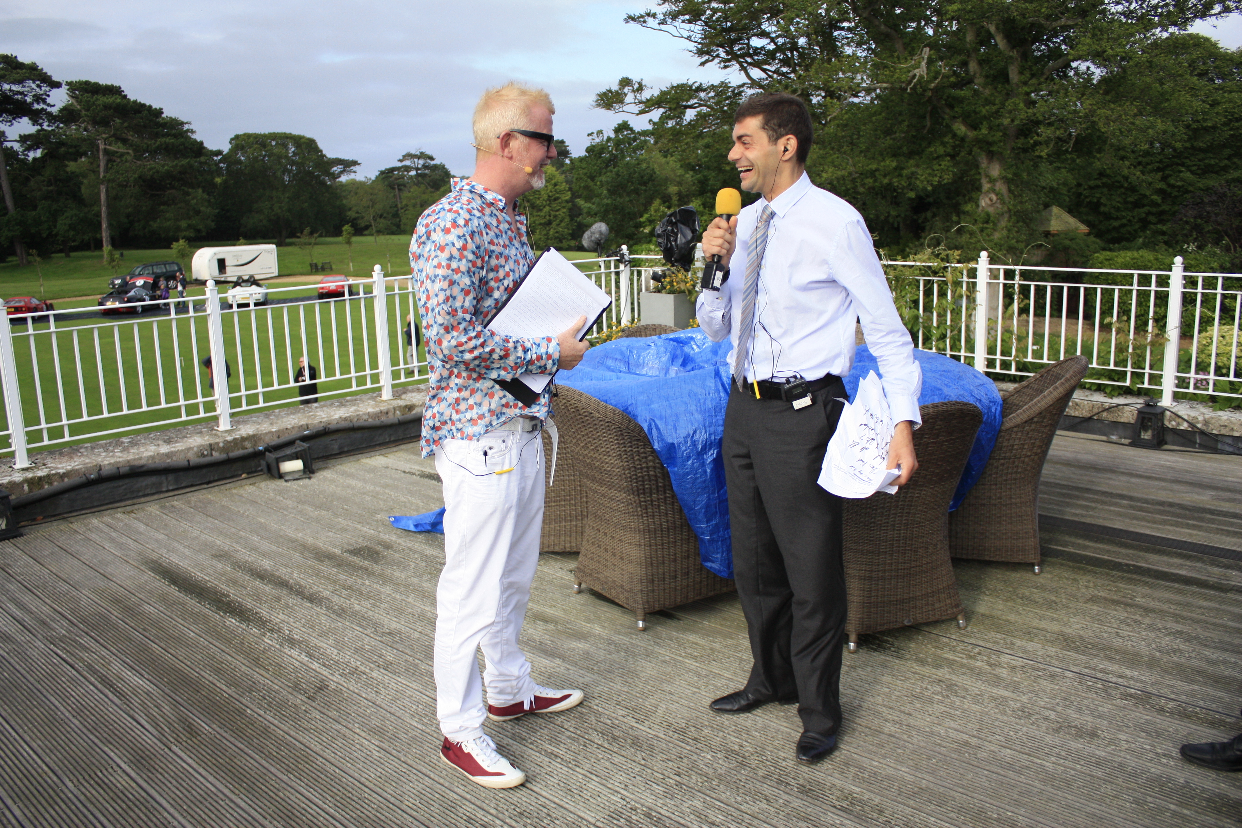 Chris and Vassos on the balcony - Isn't Vassos looking very smart?!