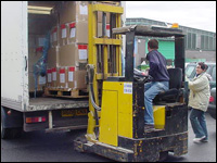 Loading the trucks with aid