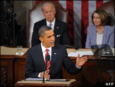 President Obama delivering the State of the Union address
