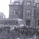 Girls of the Red House (Bridlington Girls' High School)setting off for a picnic to celebrate V.E. Day.