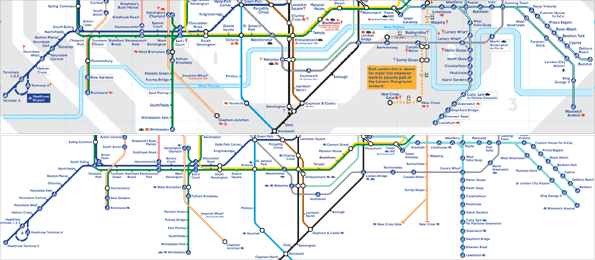 Tube map before and after