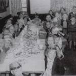 Victory Day Party at the Boat Inn, Priory Street, Old Lenton, Nottingham 1945. My brother John Wesley is second left, myself 6th up in the striped jumper, our cousin Keith Marriott and local children"