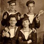 Johnnie pictured front left having fun with some Scottish pals in Halifax Nova Scotia. May 1941