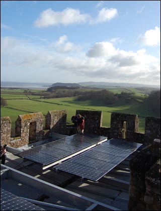 Solar panels on Dunster Castle's roof