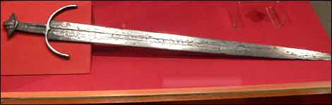 The Cawood Sword in display case