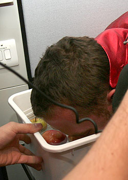 Scott Mills bobbing for apples