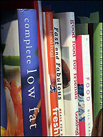 a selection of Jenny's 300 cookery books.