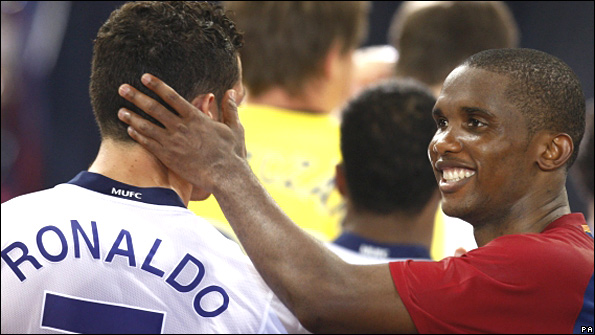 Samuel Eto'o and Cristiano Ronaldo