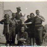 May 08, 1945 — ‘V-E Day’ on a farm near Ferrara, Northern Italy T Thompson, Sergent Arnold ‘Yorkie’ Murcott from Bolton-on-Dearne, the farmer on the farm donkey and the farmer’s daughters.