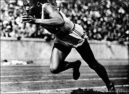 American athlete Jesse Owens competing at the 1936 Berlin Olympics