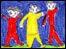 A child's drawing of three people