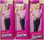 Three barbie dolls in a row