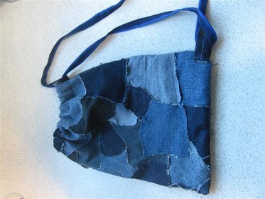 Patchwork drawstring bag