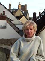 Julia Wherrell with rooftops of Moretonhampstead