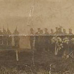 On the back of this picture it reads 'This fellow was shot for smoking on a farm by the police 1942'. The chap with a cross above his head is my grandad Wallace Smedley. The photo is also partially stamped in a circle 'Stala' and 'Gepru'