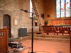 Acoustic measurements in St. Andrews Church, Lyddington, UK (credit: Dr Damien T. Murphy)