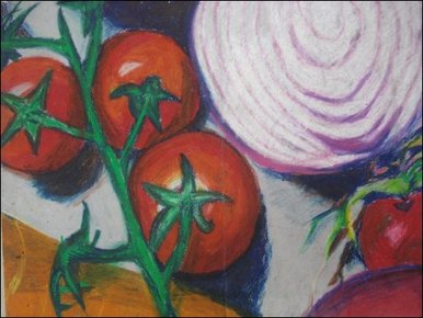 Oil Pastel drawing of vegetables