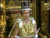 Elizabeth II delivering The Queens Speech at the State Opening of Parliament.