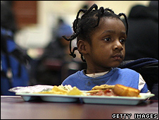 Child in a Detroit soup kitchen