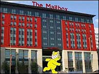 Pudsey outside The Mailbox