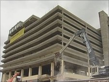 The demolition of a 1960s car park in Gateshead