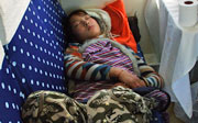 Sleeping train traveller