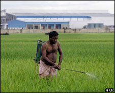 A farmer in Singur outside the site of the Nano factory