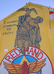 Cuchulain image on gable wall