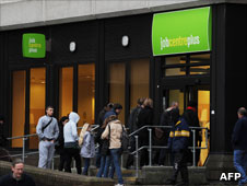 People going into job centre