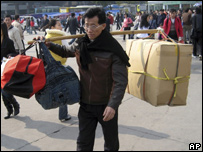 Passengers at Guangzhou railway station