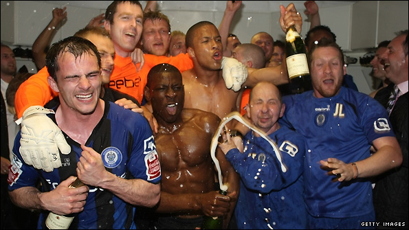 Rochdale celebrate winning promotion