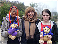 Maggie Philbin with Jody-Ann and Becky from the Growing Options Programme
