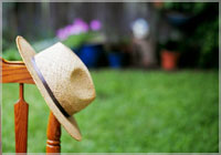 Garden chair and hat