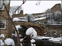 Barnard Castle Bridge in the snow