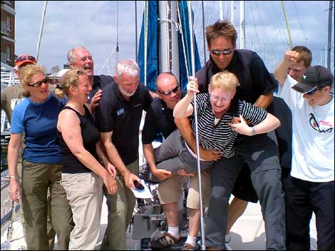 Crew members in training aboard a yacht