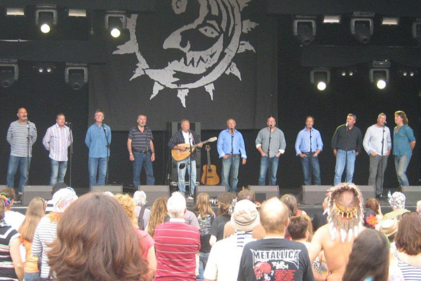 Fisherman's Friends on stage at the Beautiful Days festival