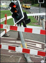 A road accident next to the field