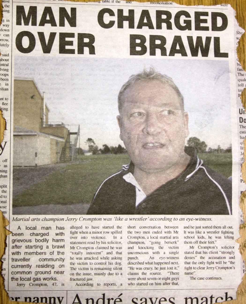 Newspaper Cutting Featuring Brandy's Dad