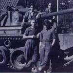 Corporal Tony King's Comet Tank Crew, Itzehoe, Germany, 1945. Clockwise top-left: Wally Gent, Bill Lamb, 'Bin' Binfield, & Terry Saunders.