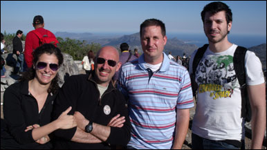 International football fans on Table Mountain in Cape Town, South Africa