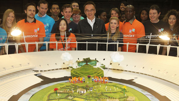 Danny Boyle and model of the set