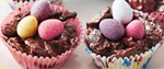 Chocolate Easter egg nest cakes