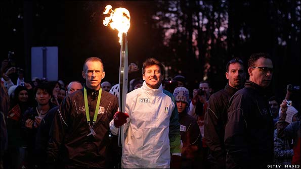 Lord Coe takes part in the Vancouver torch relay
