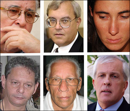 De izquierda a derecha y de arriba abajo: Elizardo Sanchez, James Cason, Yoani Sanchez, David Orrio, José Manuel Collera, James Parmly. Foto Raquel Pérez