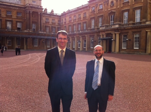 Peter Brightwell and Graham Thomas outside Buckingham Palace