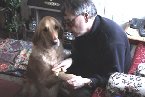 Eric's guide dog is a good boy